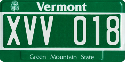 VT license plate XVV018