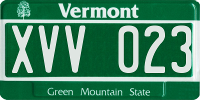 VT license plate XVV023