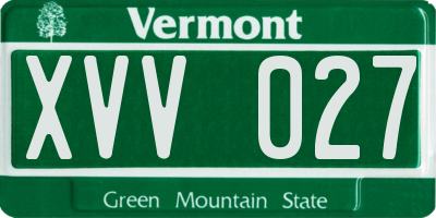 VT license plate XVV027
