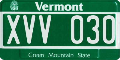 VT license plate XVV030