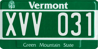 VT license plate XVV031