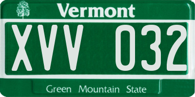 VT license plate XVV032