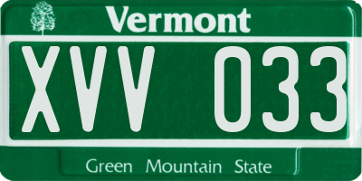 VT license plate XVV033
