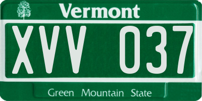 VT license plate XVV037