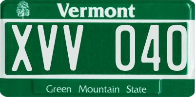VT license plate XVV040
