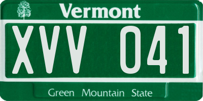 VT license plate XVV041
