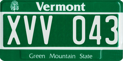 VT license plate XVV043