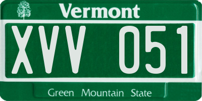 VT license plate XVV051
