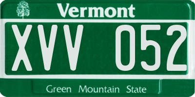 VT license plate XVV052