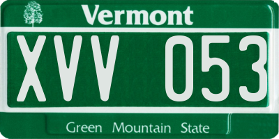 VT license plate XVV053