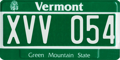 VT license plate XVV054