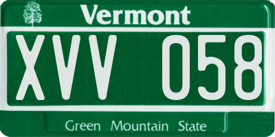 VT license plate XVV058