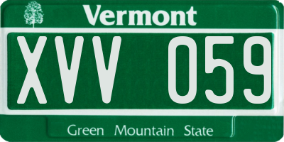 VT license plate XVV059
