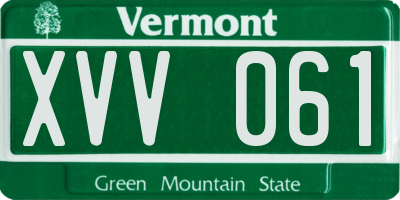VT license plate XVV061