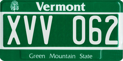 VT license plate XVV062
