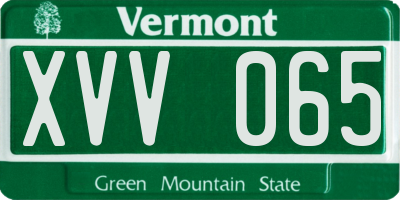 VT license plate XVV065