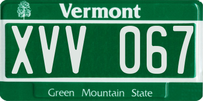 VT license plate XVV067