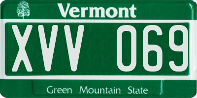 VT license plate XVV069