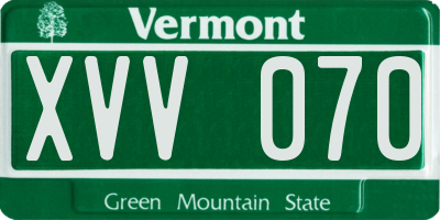 VT license plate XVV070