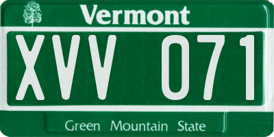 VT license plate XVV071