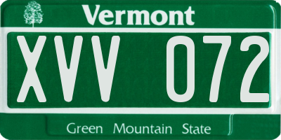 VT license plate XVV072