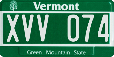 VT license plate XVV074