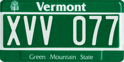 VT license plate XVV077