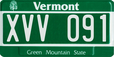 VT license plate XVV091