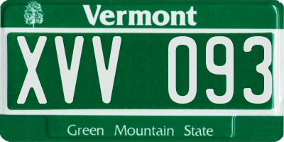 VT license plate XVV093
