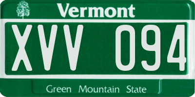 VT license plate XVV094