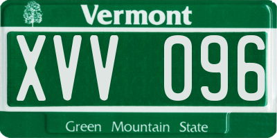VT license plate XVV096