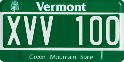 VT license plate XVV100