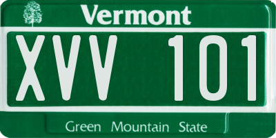 VT license plate XVV101