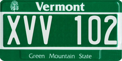 VT license plate XVV102