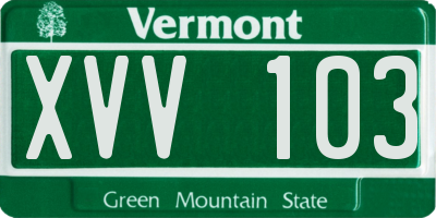 VT license plate XVV103