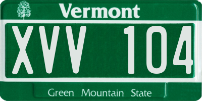 VT license plate XVV104