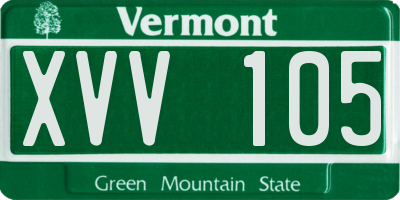 VT license plate XVV105