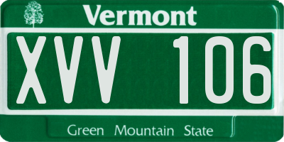 VT license plate XVV106