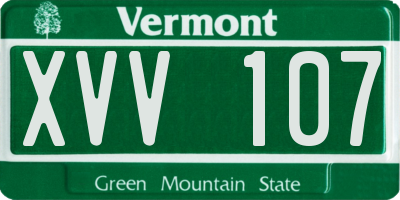 VT license plate XVV107