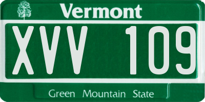 VT license plate XVV109