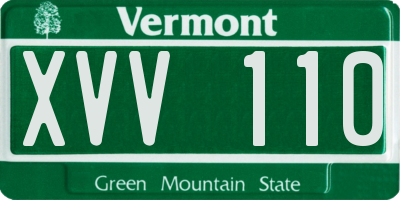VT license plate XVV110