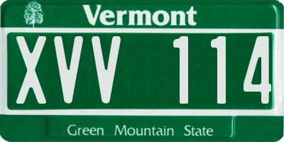 VT license plate XVV114