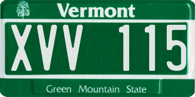 VT license plate XVV115