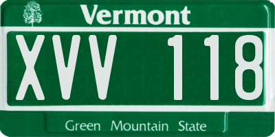 VT license plate XVV118