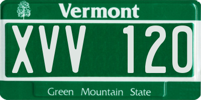 VT license plate XVV120