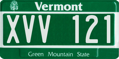VT license plate XVV121