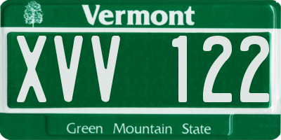 VT license plate XVV122