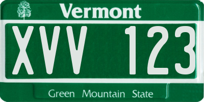VT license plate XVV123