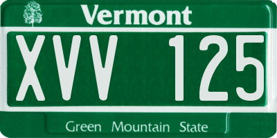 VT license plate XVV125