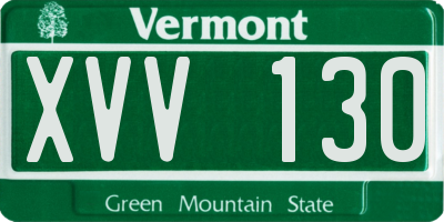 VT license plate XVV130